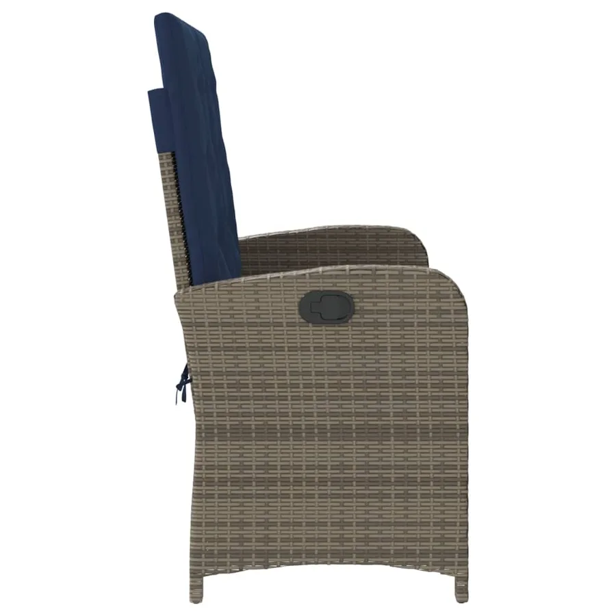 Banc inclinable de jardin avec coussins gris résine tressée - 4
