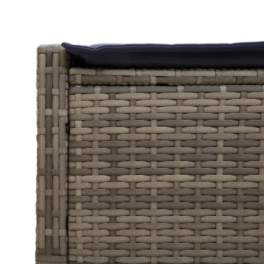 Chaise longue double avec coussins gris résine tressée - 7