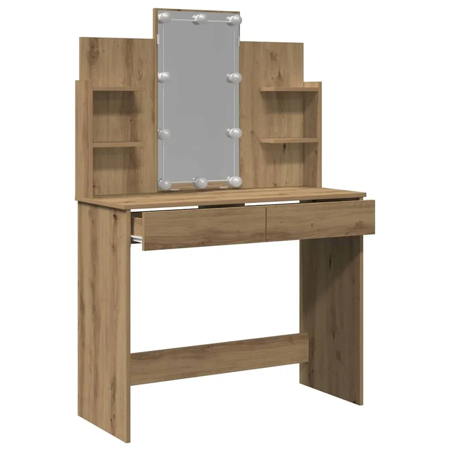 Coiffeuse avec lumières LED chêne artisanal 96x40x142 cm - 5