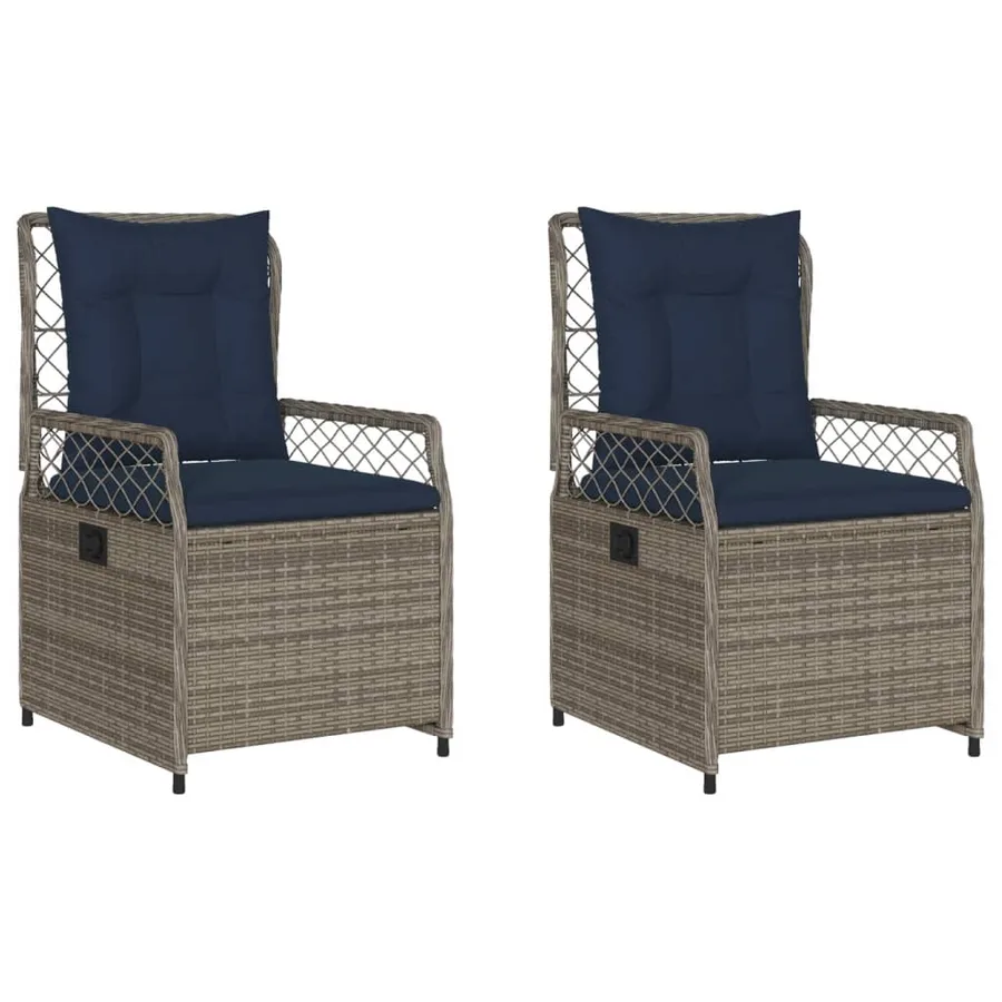 Chaises de jardin inclinables lot de 2 gris résine tressée - 2