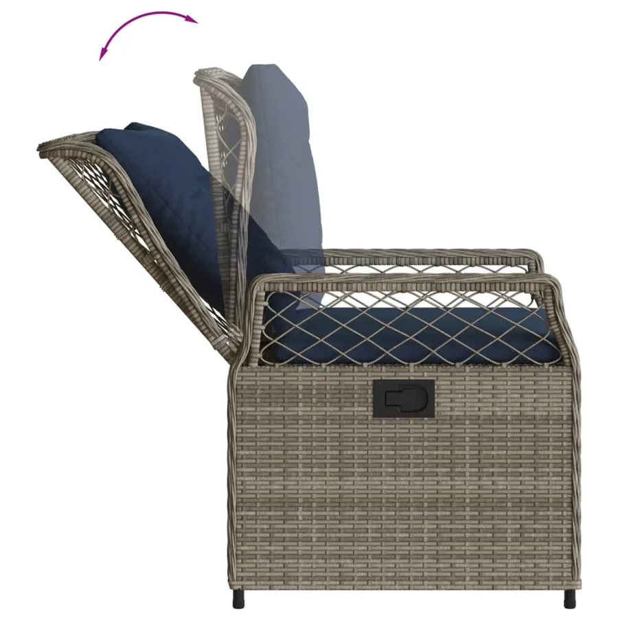 Chaises de jardin inclinables lot de 2 gris résine tressée - 8
