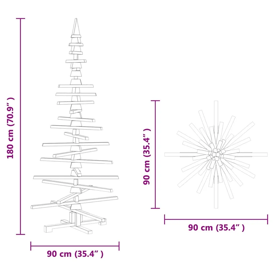 Arbre de Noël en bois pour décoration 180 cm bois massif de pin - 13