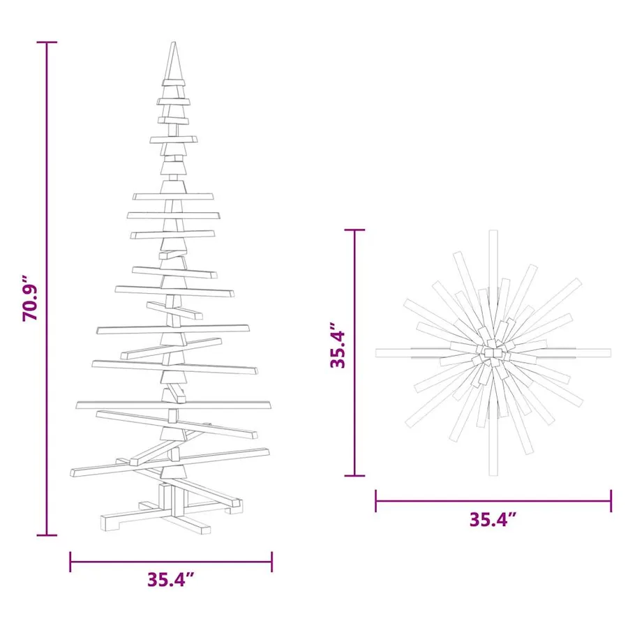 Arbre de Noël en bois pour décoration 180 cm bois massif de pin - 14