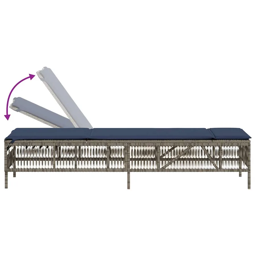 Ensemble de 2 chaises longues avec table gris résine tressée - 7