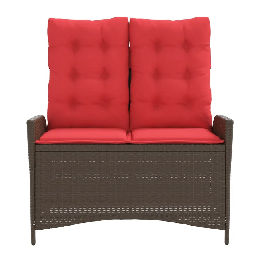 Banc inclinable de jardin avec coussins marron résine tressée - 3