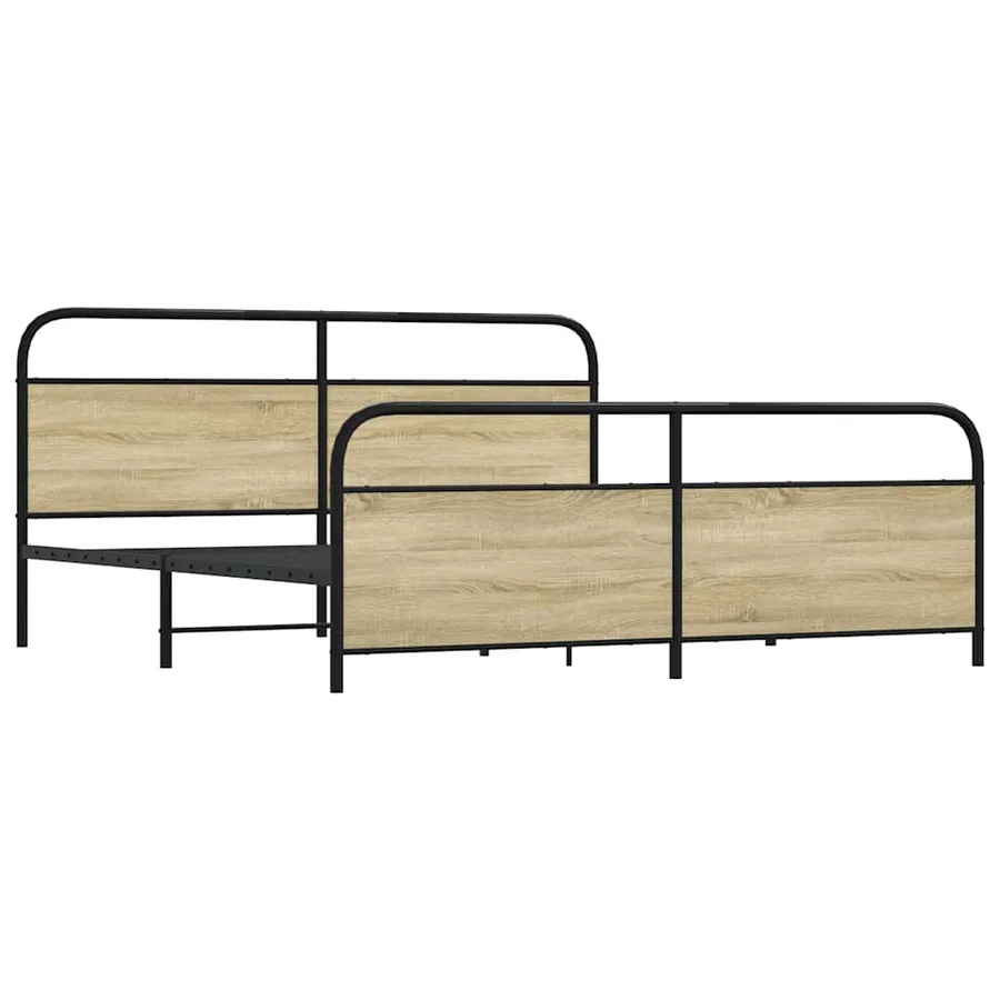Cadre de lit en métal sans matelas chêne sonoma 200x200 cm - 3