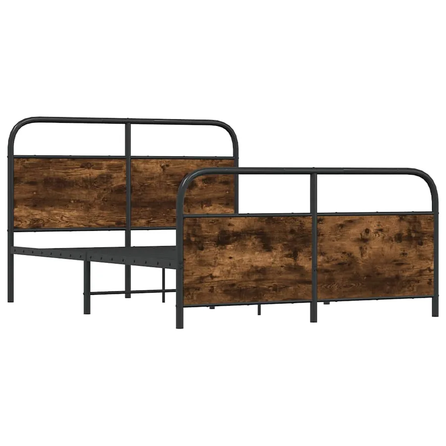 Cadre de lit en métal sans matelas chêne fumé 140x200 cm - 3