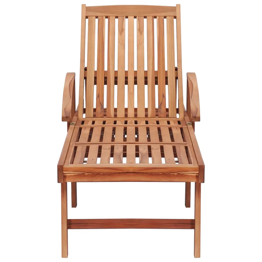Chaises longues lot de 2 avec table et coussin Bois teck solide - 3