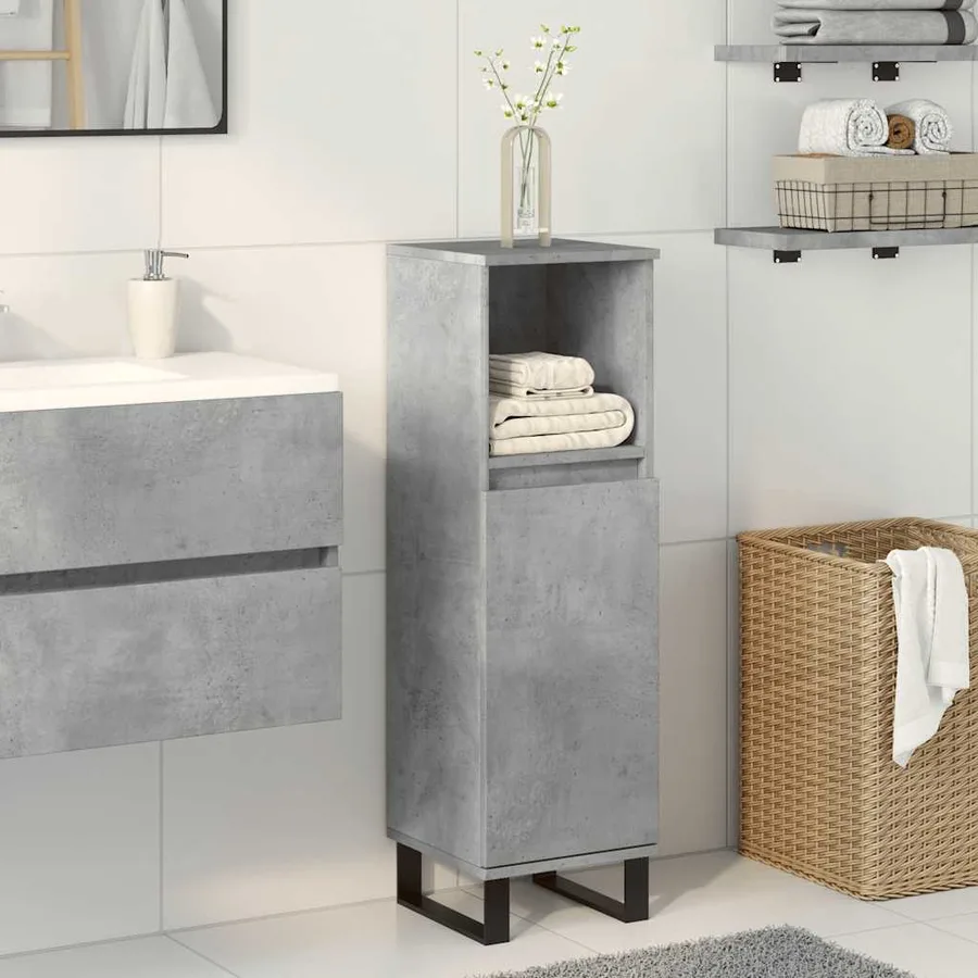 Armoire de salle de bain gris béton 30x30x100 cm - 3