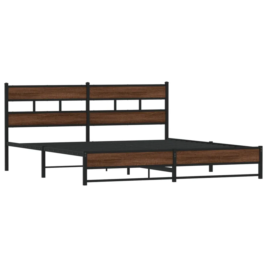 Cadre de lit en métal sans matelas chêne marron 183x213 cm - 3
