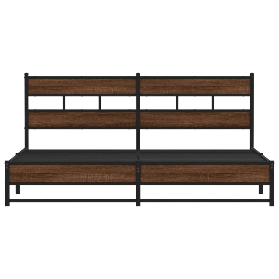 Cadre de lit en métal sans matelas chêne marron 183x213 cm - 4