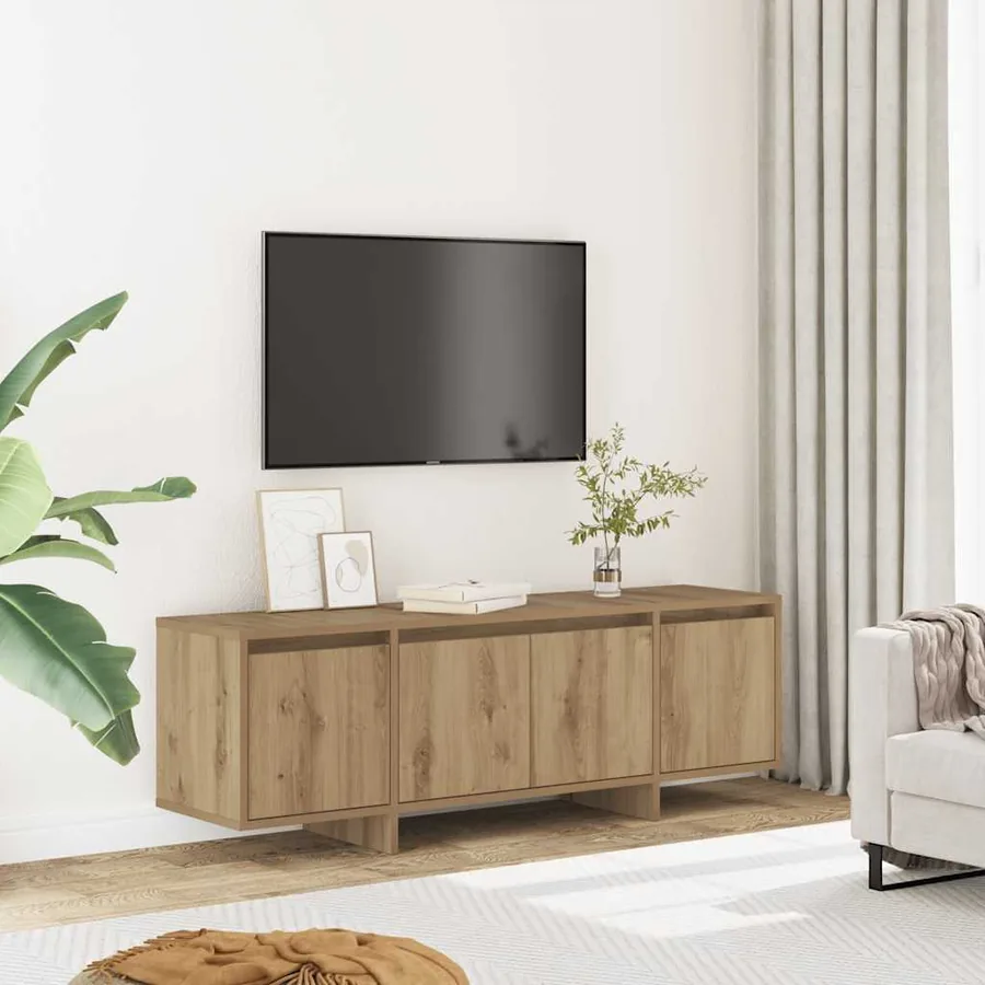Meuble TV chêne artisanal 120x30x40,5 cm bois d'ingénierie