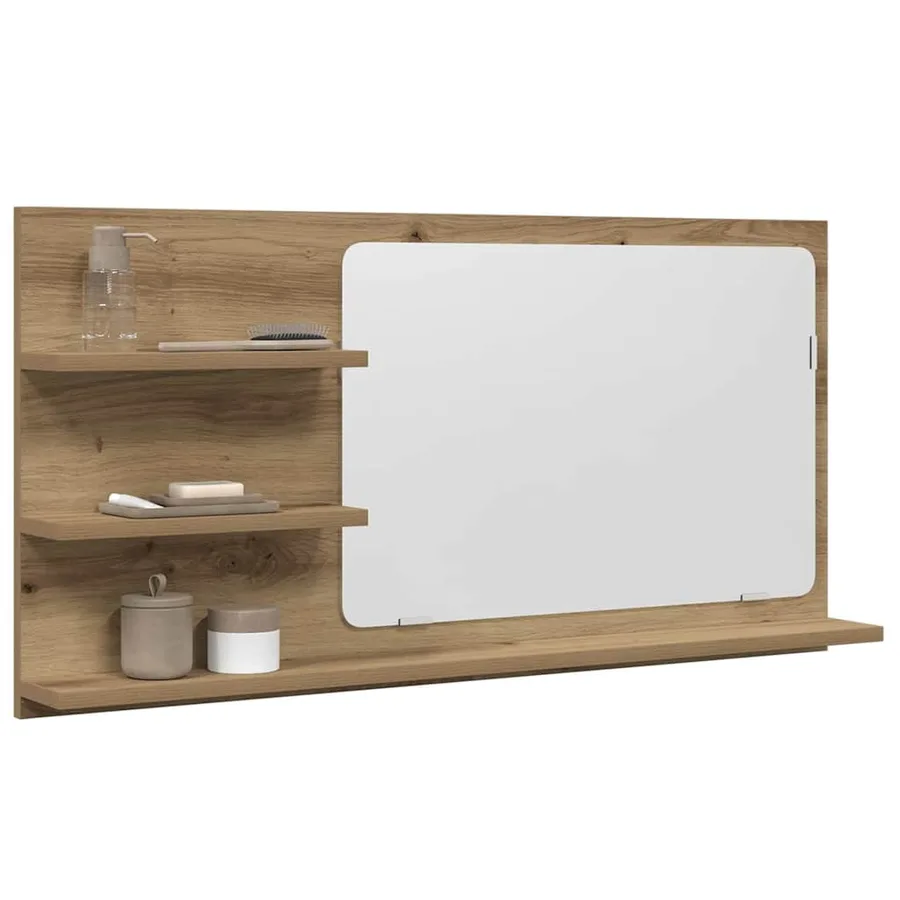 Armoire à miroir de salle de bain chêne artisanal 90x11x45 cm - 3