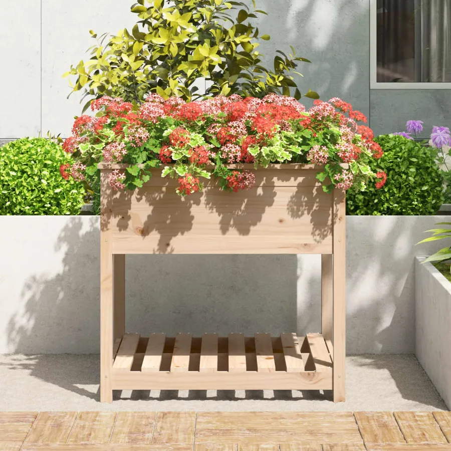 Planter with shelf 82.5x82.5x81 cm Solid pine wood - 3