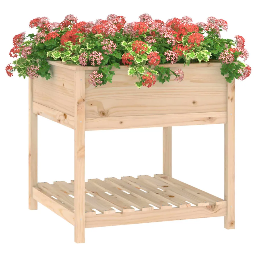 Planter with shelf 82.5x82.5x81 cm Solid pine wood - 4