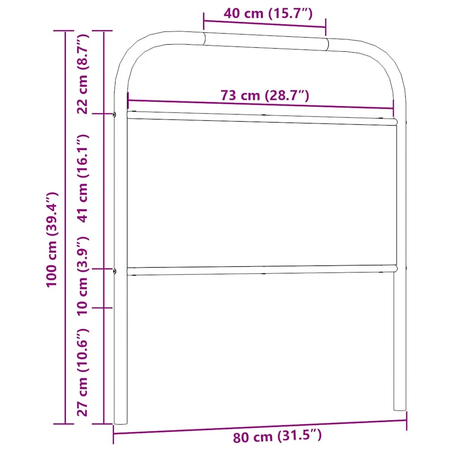 Tête de lit de remplacement chêne fumé 75 cm acier et bois d'ingénierie - 7
