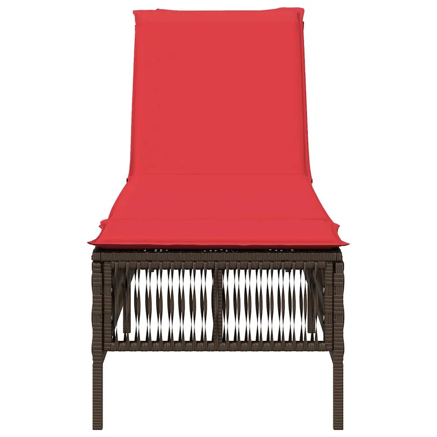 Chaise longue avec coussin marron résine tressée - 4