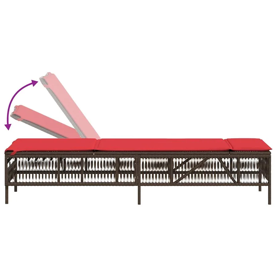 Chaise longue avec coussin marron résine tressée - 7