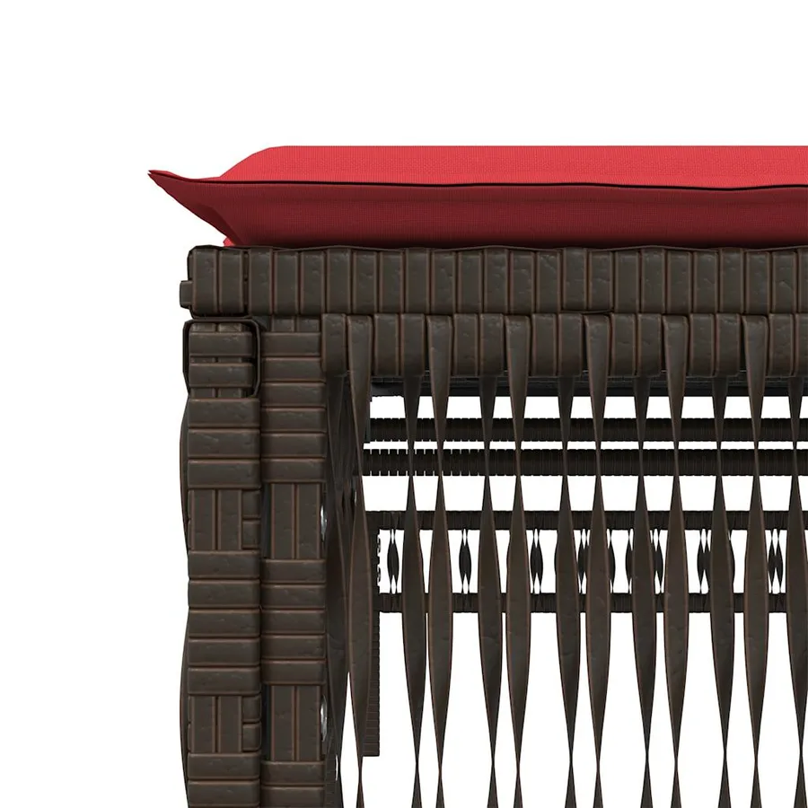 Chaise longue avec coussin marron résine tressée - 9