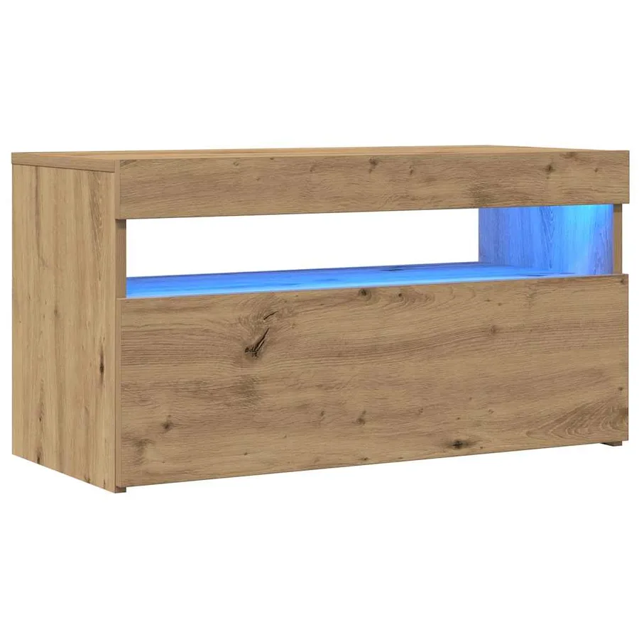 Meubles TV avec lumières LED 2 pcs chêne artisanal - 6