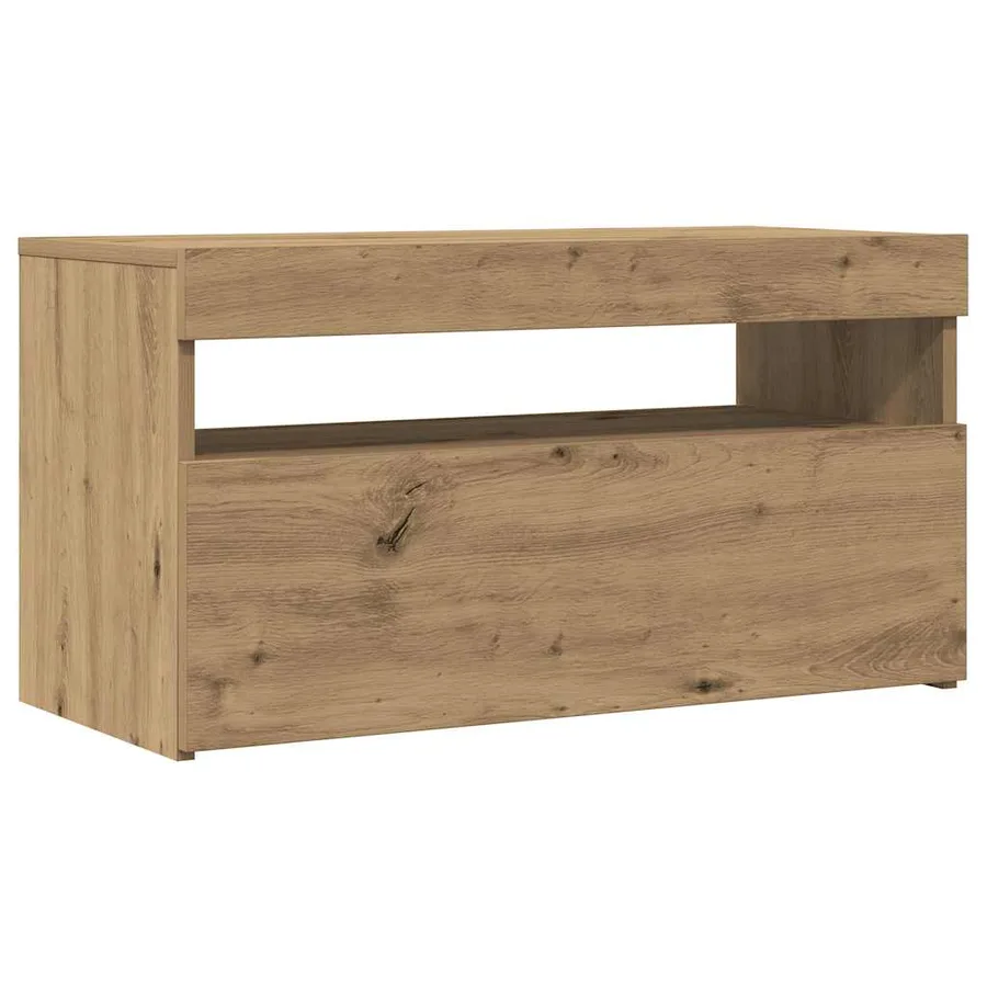 Meubles TV avec lumières LED 2 pcs chêne artisanal - 7