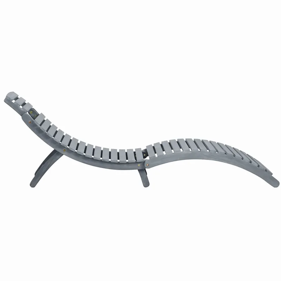 Chaise longue avec coussin Gris Bois d'acacia solide - 4