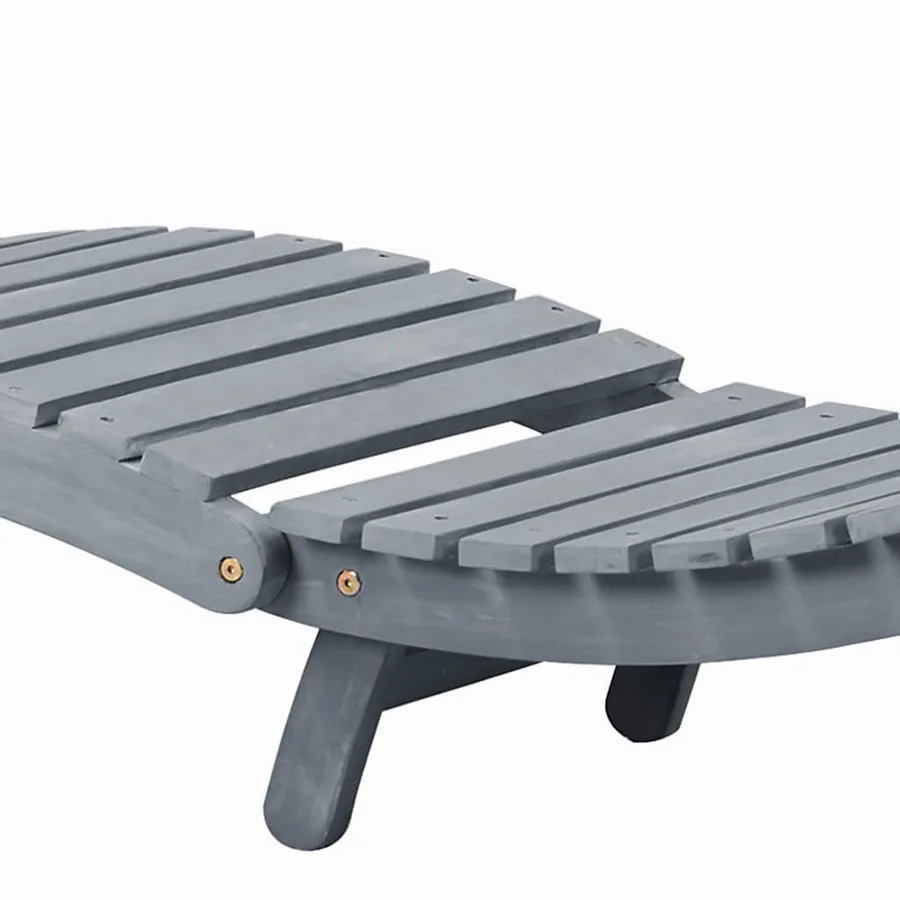 Chaise longue avec coussin Gris Bois d'acacia solide - 7