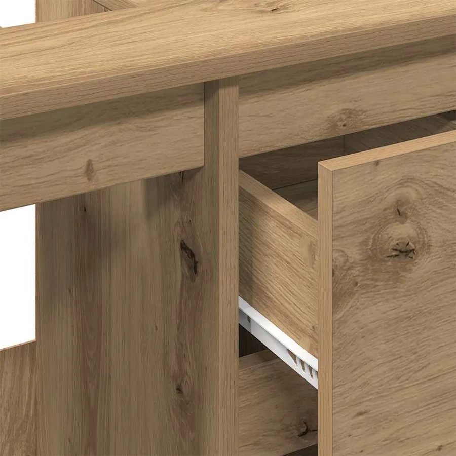 Armoire lavabo chêne artisanal 65x33x60 cm bois d'ingénierie - 9
