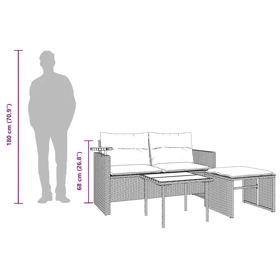 Ensemble de canapé de jardin 3 pcs avec coussins gris résine tressée - 13