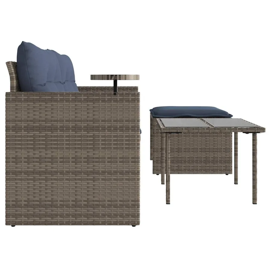 Ensemble de canapé de jardin 3 pcs avec coussins gris résine tressée - 6