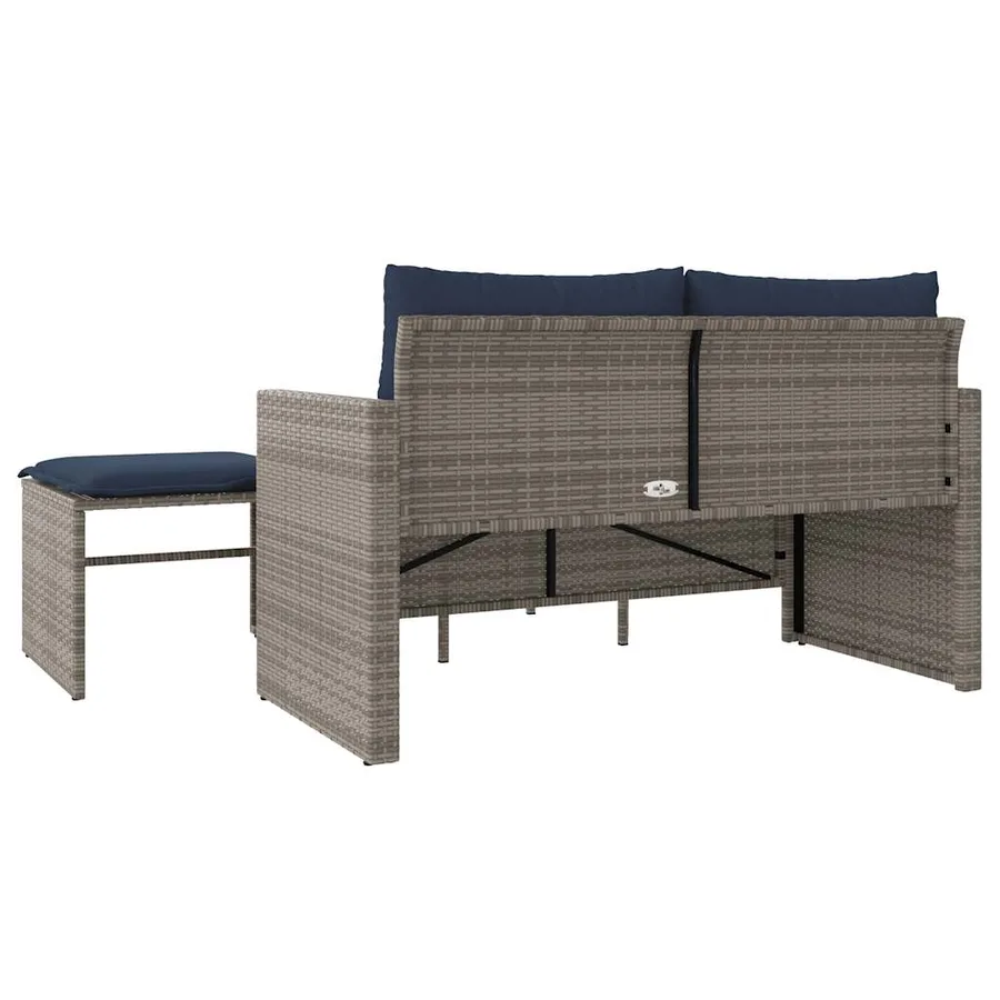 Ensemble de canapé de jardin 3 pcs avec coussins gris résine tressée - 7