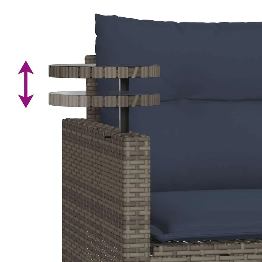 Ensemble de canapé de jardin 3 pcs avec coussins gris résine tressée - 8