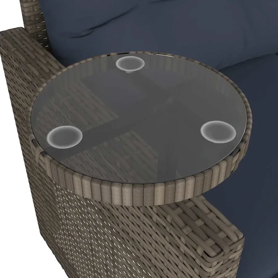 Ensemble de canapé de jardin 3 pcs avec coussins gris résine tressée - 9