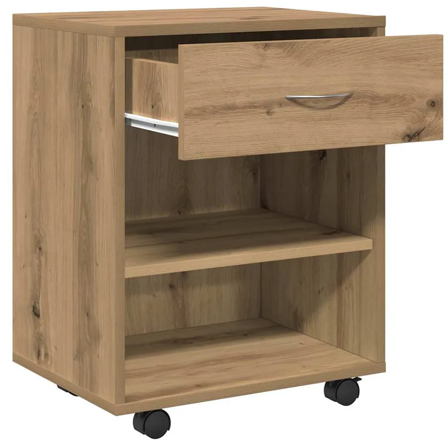 Armoire roulante chêne artisanal 46x36x59 cm bois d'ingénierie - 8