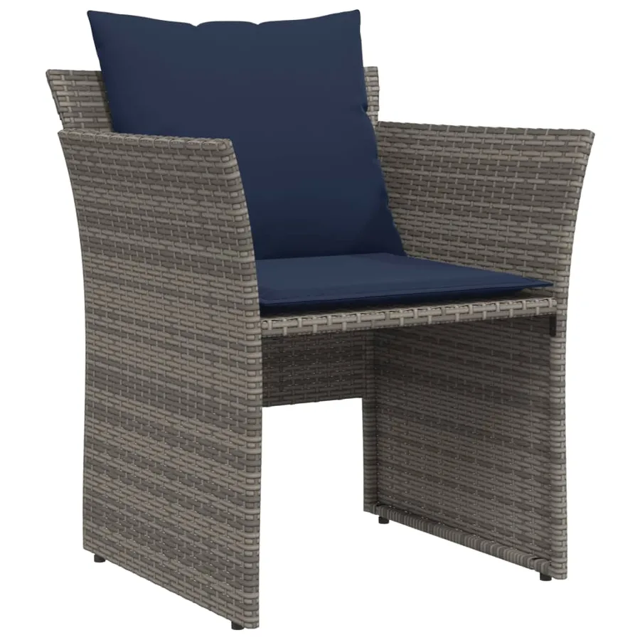 Chaise de jardin avec tabouret gris résine tressée - 4