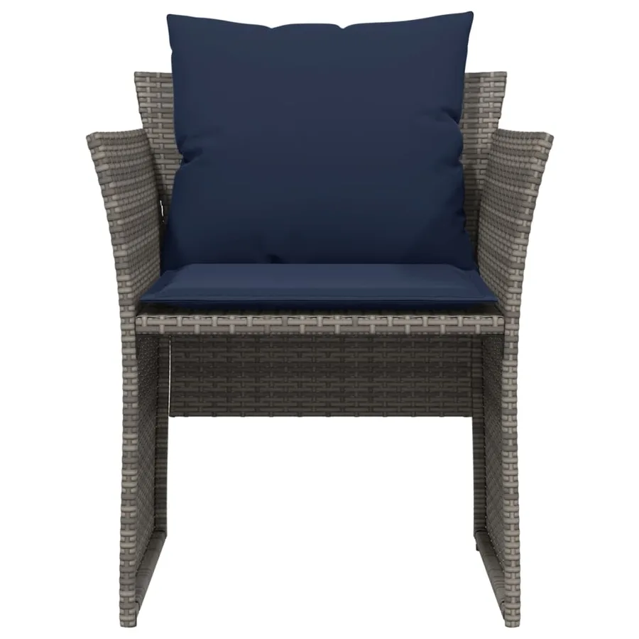 Chaise de jardin avec tabouret gris résine tressée - 5