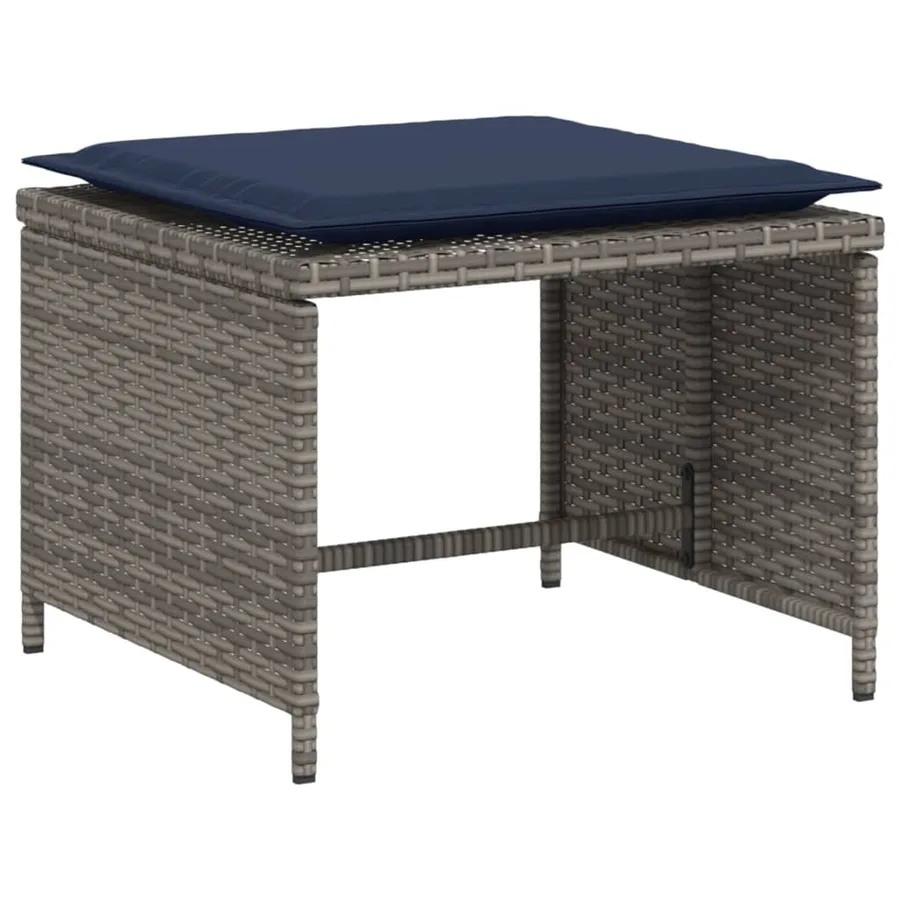 Chaise de jardin avec tabouret gris résine tressée - 6