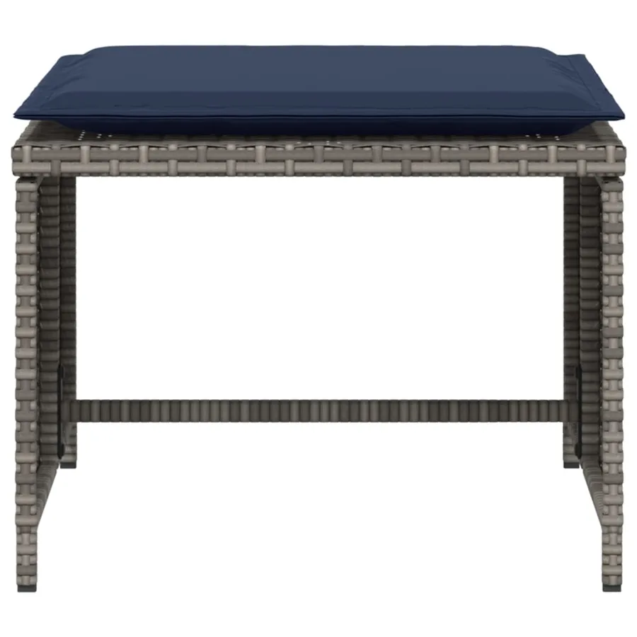 Chaise de jardin avec tabouret gris résine tressée - 7