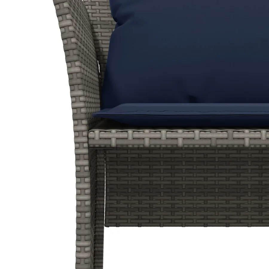 Chaise de jardin avec tabouret gris résine tressée - 9
