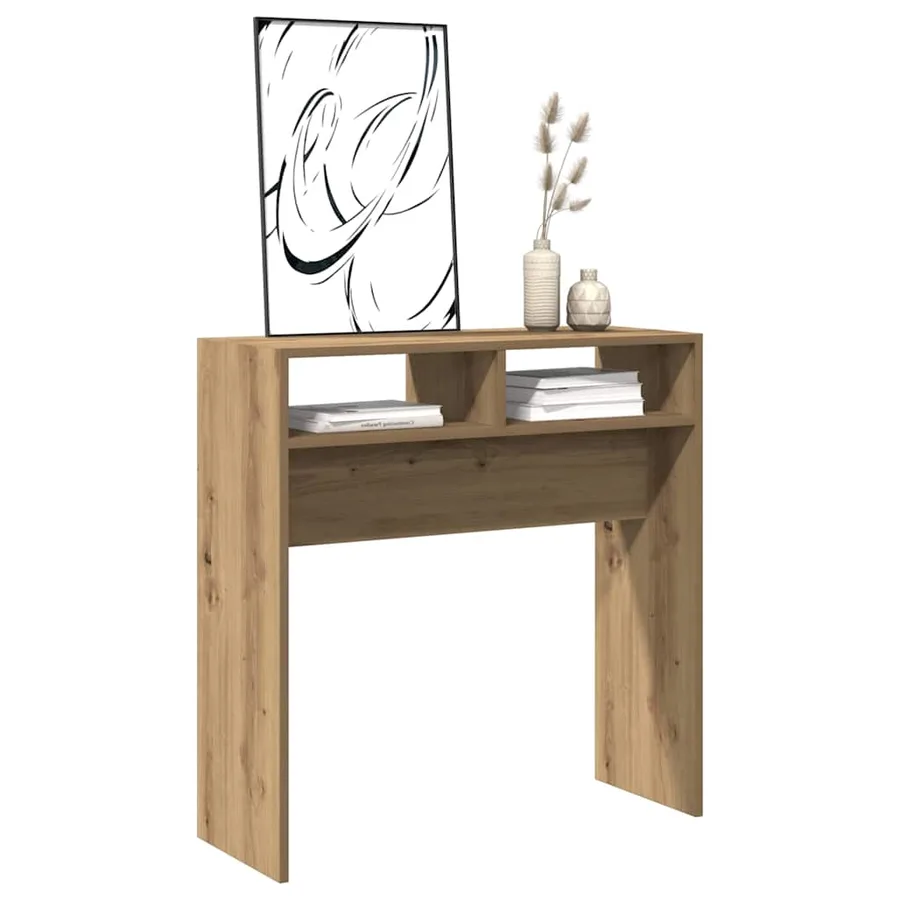 Table console chêne artisanal 78x30x80 cm bois d'ingénierie - 3