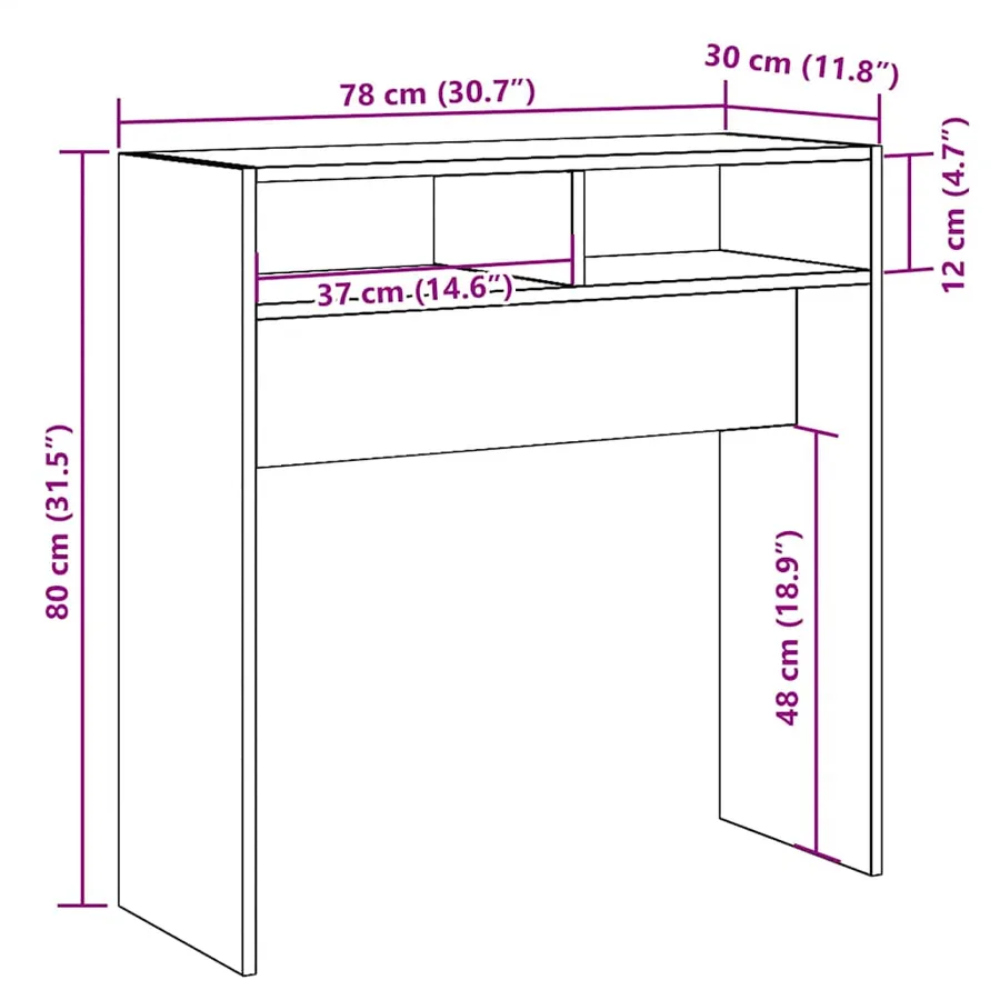 Table console chêne artisanal 78x30x80 cm bois d'ingénierie - 8