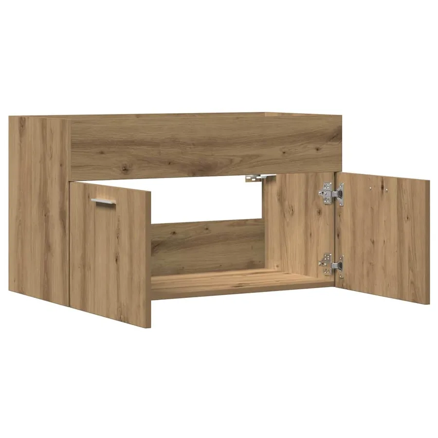Armoire lavabo de salle de bain chêne artisanal bois ingénierie - 7