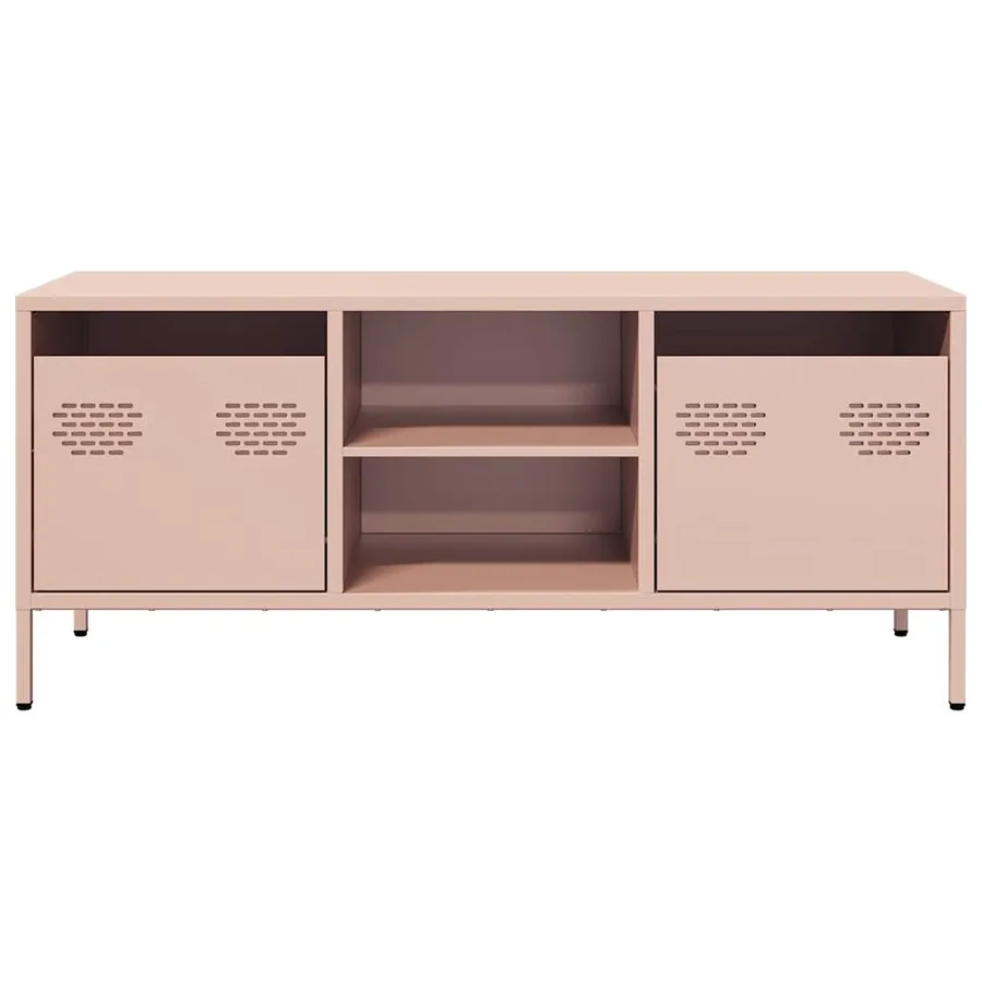 Meuble TV rose 101,5x39x43,5 cm acier laminé à froid - 4