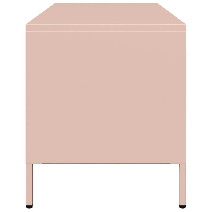 Meuble TV rose 101,5x39x43,5 cm acier laminé à froid - 6