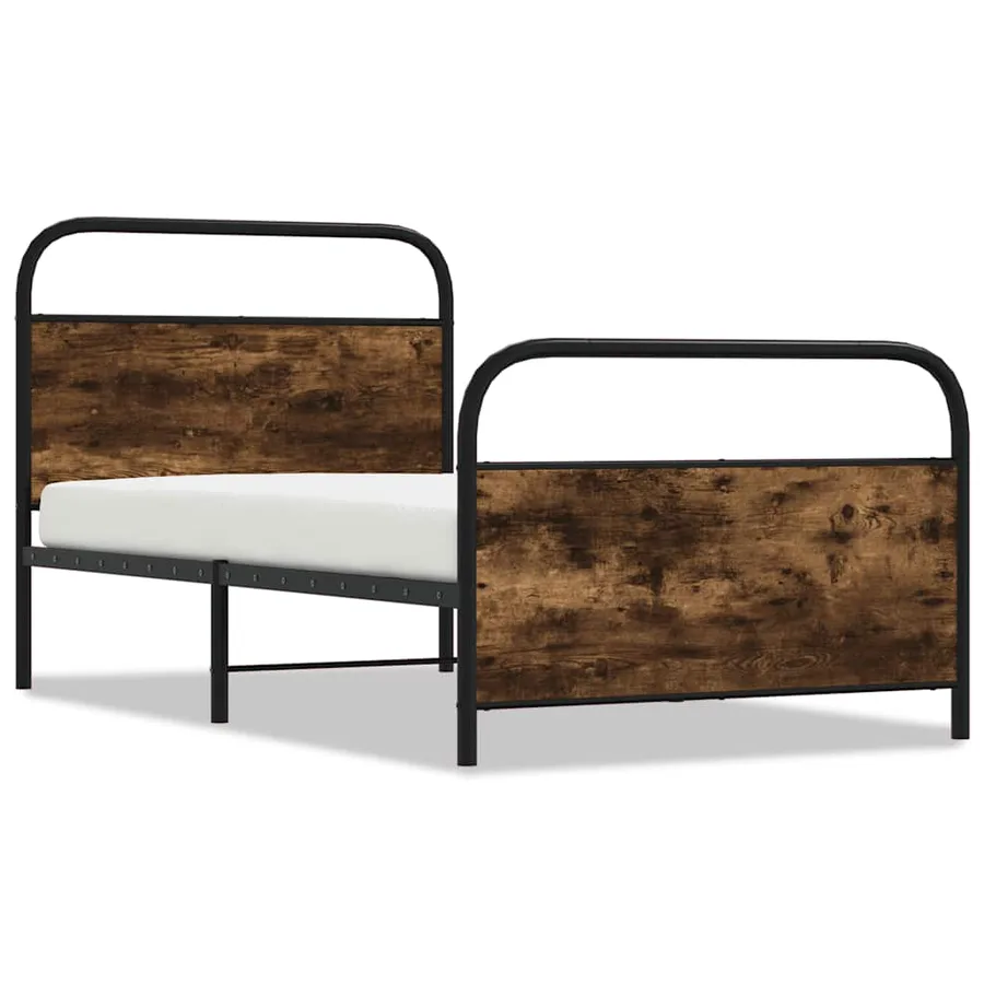 Cadre de lit sans matelas 100x190 cm chêne fumé bois ingénierie - 2