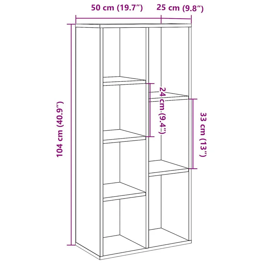 Bibliothèque vieux bois 50x25x104 cm - 10
