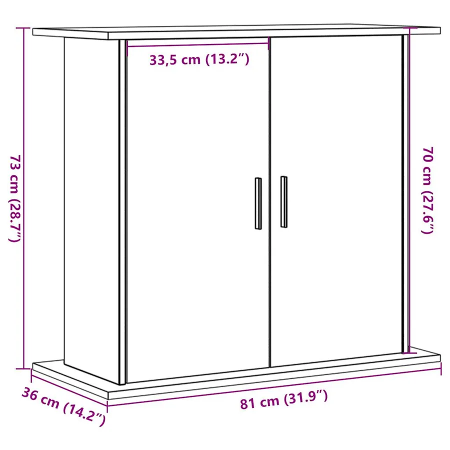 Support pour aquarium vieux bois 81x36x73 cm bois d'ingénierie - 10