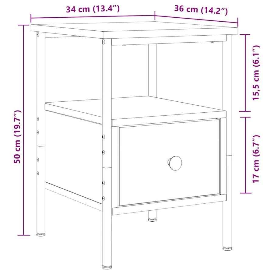 Tables de chevet 2 pcs chêne artisanal bois d'ingénierie - 11