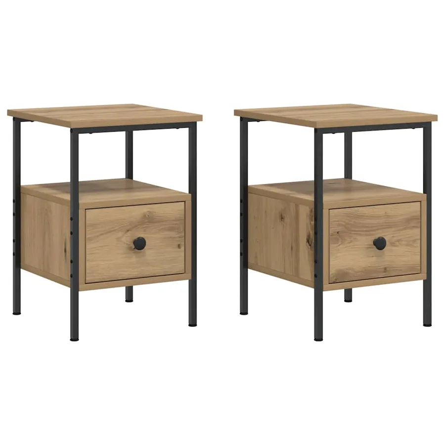 Tables de chevet 2 pcs chêne artisanal bois d'ingénierie - 2