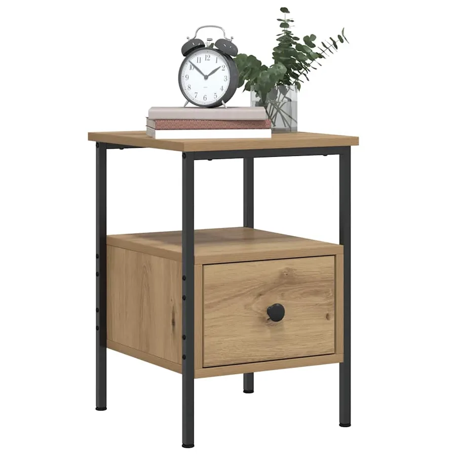 Tables de chevet 2 pcs chêne artisanal bois d'ingénierie - 9